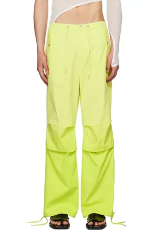 DION LEE Men Twill Pants - Yellow Sunfade Trousers