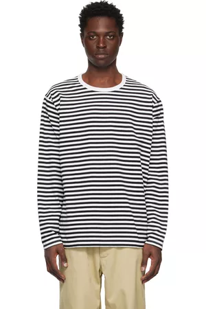 NANAMÍCA Men Long Sleeved T-Shirts - Black & White Striped Long Sleeve T-Shirt