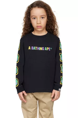 BAPE Long Sleeved T-Shirts - Kids Printed Ape Head Long Sleeve T-Shirt