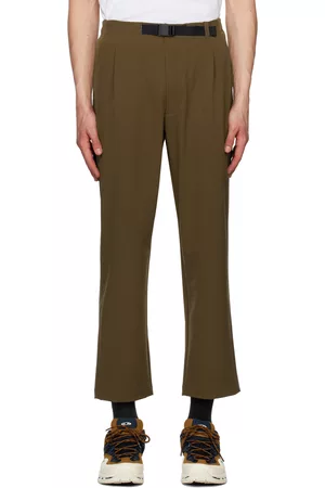 GOLDWIN Men Pants - Brown One Tuck Trousers
