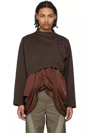 ænrmòus Men Tank Tops - Brown Ciam Shirt & Vest Set