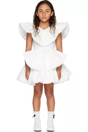 CRLNBSMNS Girls Graduation Dresses - Kids White Bow Dress