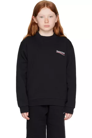 Balenciaga Sweatshirts - Kids Black Embroidered Sweatshirt