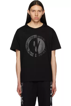 VERSACE Men T-Shirts - Black V-Emblem T-Shirt