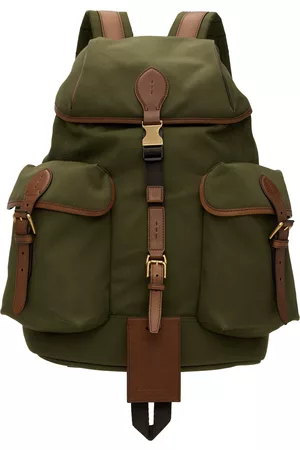 Ralph Lauren Men Rucksacks - Green Leather Trim Canvas Backpack