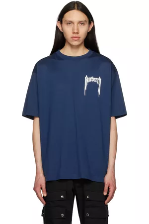 Burberry Men T-Shirts - Blue Printed T-Shirt