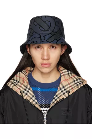 Burberry Monogram Print Bucket Hat in Charcoal