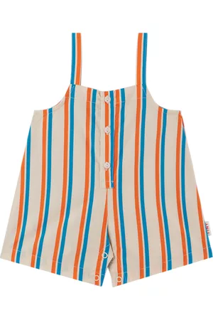 Tiny Cottons Dungarees - Baby Off-White Retro Lines Overalls