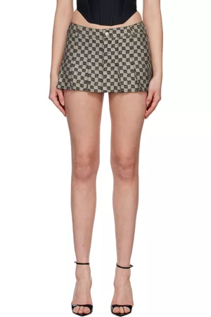 MISBHV Women Mini Skirts - Beige Monogram School Miniskirt