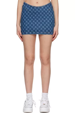 MISBHV Women Mini Skirts - Blue Monogram Denim Miniskirt