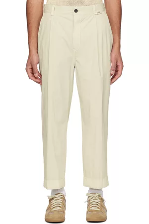 Solid Men Pants - Beige Tapered Trousers