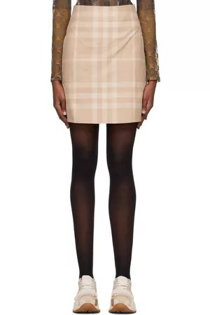 Burberry Women Mini Skirts - Beige Check Miniskirt