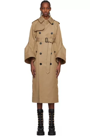 SACAI Women Trench Coats - Beige Flared Cuff Trench Coat