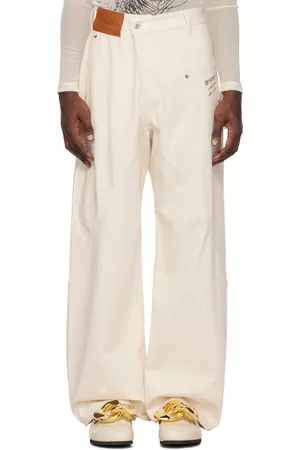 J.W.Anderson Men Stretch Jeans - Off-White Twisted Jeans