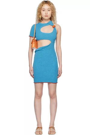 Jacquemus Women Mini Dresses - Blue Le Raphia 'Le Robe Brilho' Minidress