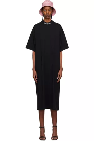 Palm Angels Women Printed Dresses - Black Printed Midi Dress