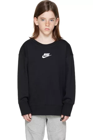 Nike Sports Hoodies - Kids Black Sportswear Club Big Kids Sweatshirt