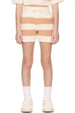 Daily Brat Shorts - Kids Brown & White Striped Shorts