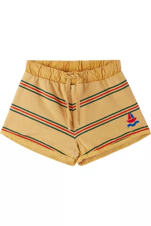 Bonmot Boys Swim Shorts - Kids Yellow Striped Swim Shorts