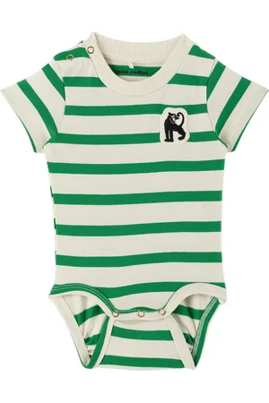Mini Rodini Rompers - Baby & White Panther Patch Bodysuit