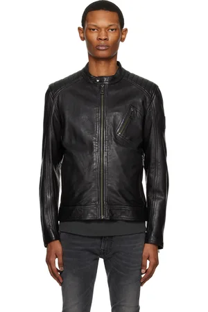 Belstaff Men Leather Jackets - Black V Racer Leather Jacket