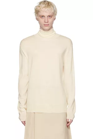 Jil Sander Men Turtleneck Sweaters - Off-White Lightweight Turtleneck