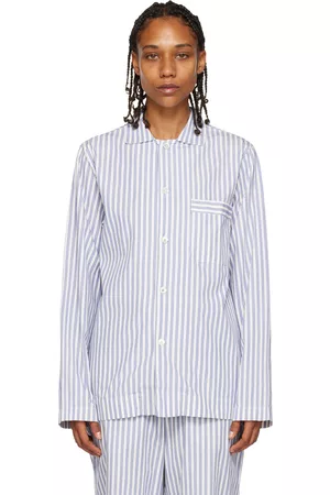 Tekla Women Pajamas - White Striped Pyjama Shirt