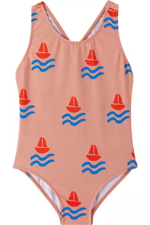 Bonmot Girls Swimsuits - Kids Pink Boats Swimsuit