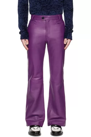 Ernest W. Baker Men Leather Pants - Flared Leather Trousers