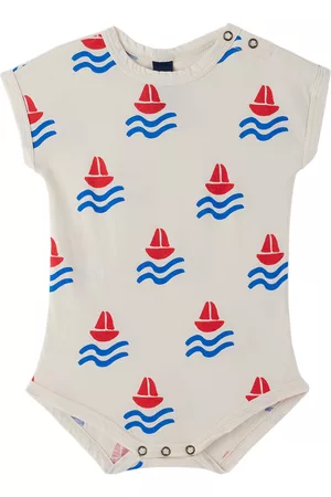 Bonmot Rompers - Baby Off-White Boats Bodysuit