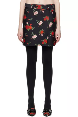 Shushu/Tong Women Mini Skirts - Black Low-Rise Miniskirt