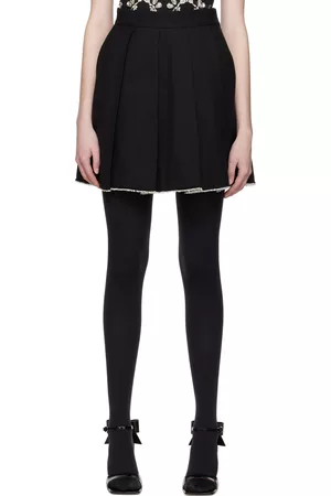 Shushu/Tong Women Mini Skirts - Black Pleated Miniskirt