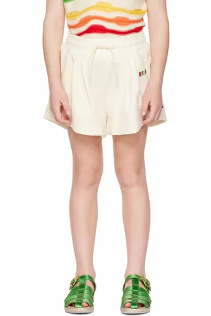 Msgm Shorts - Kids Off-White Embroidered Shorts