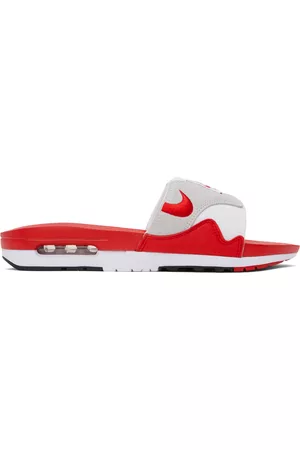 Nike Men Slide Sandals - Red & White Air Max 1 Slide Sandals