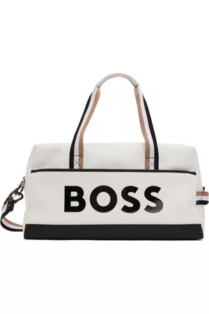 HUGO BOSS Men Luggage - White Logo Duffle Bag