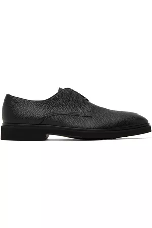 HUGO BOSS Men Formal Shoes - Black Pebbled Derbys