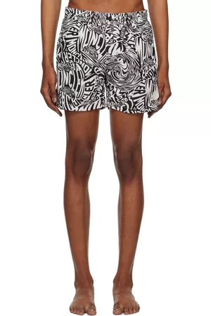 Moncler Men Swim Shorts - Black & White Printed Swim Shorts