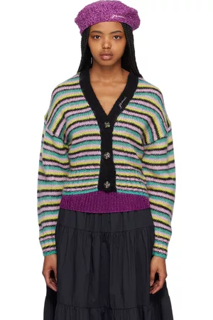 Ganni Women Sweatshirts - Multicolor Striped Cardigan