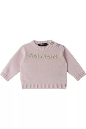 Balmain Sweaters - Baby Pink Embroidered Sweater