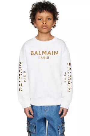 Balmain Sweatshirts - Kids White Bonded Sweatshirt