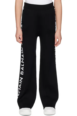 Balmain White Nylon Embossed Monogram Lounge Pants