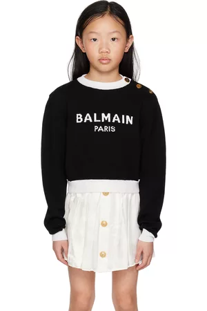 Balmain Sweaters - Kids Black Intarsia Sweater