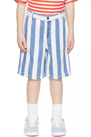 Stella McCartney Shorts - Kids Blue & White Funfair Denim Shorts