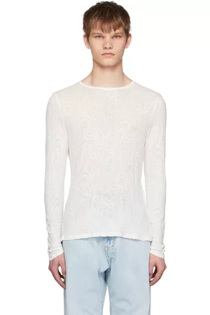 OUR LEGACY Men Long Sleeved T-Shirts - White Semi-Sheer Long Sleeve T-Shirt