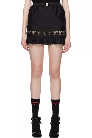 Shushu/Tong Women Mini Skirts - Black Paneled Miniskirt