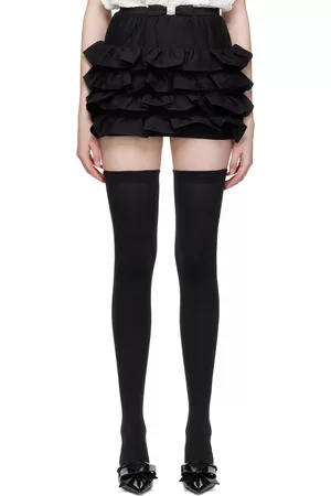 Shushu/Tong Women Mini Skirts - Black Tiered Miniskirt