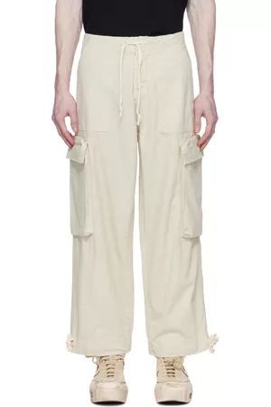 GREG LAUREN Men Wide Leg Pants - Green Wide-Leg Cargo Pants
