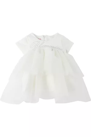 MISS BLUMARINE Girls Graduation Dresses - Baby White Tiered Dress