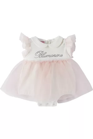 MISS BLUMARINE Rompers - Baby White Ruffled Bodysuit