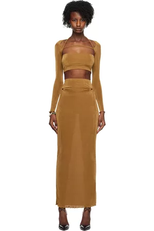 TYRELL Women Maxi Dresses - SSENSE Exclusive Brown Camisole & Maxi Skirt Set
